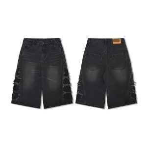 Washed Old Worn Cat Beard Denim Shorts