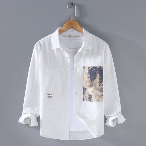 Men's Shirt Top Stitching Long Sleeve Tooling