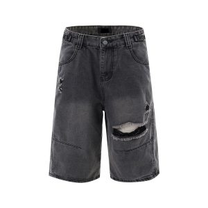 Men's Distressed Washed American Street Retro Loose Shorts