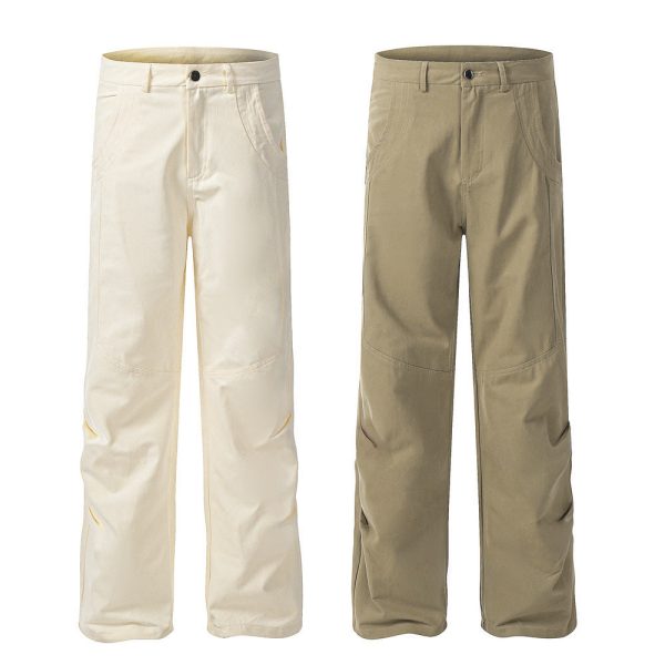 Solid Color Workwear Straight-leg Trousers Men