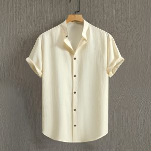 Men's Fashion Casual Stand Collar Short Sleeve Shirt