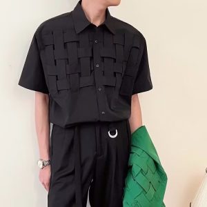 Summer Design Woven Short-sleeved Shirt For Men