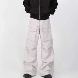 Loose Trousers Large Pocket Stitching Straight Cargo Pants